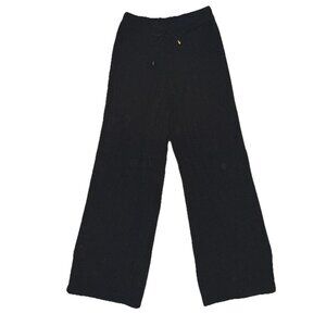 S. Christina 100% Cashmere Wide Leg Comfort Pants Ribbed Knit Tie Waist S/M R2